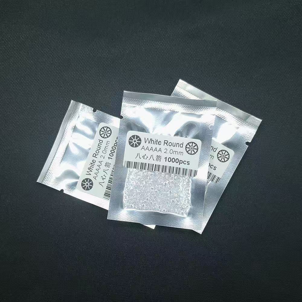 5A Eight Hearts and Eight Arrows Zircon Loose Stone Wholesale Round White Pointed-Back Gemstone Artificial Ca Zircon Diamond Jewelry Inlay