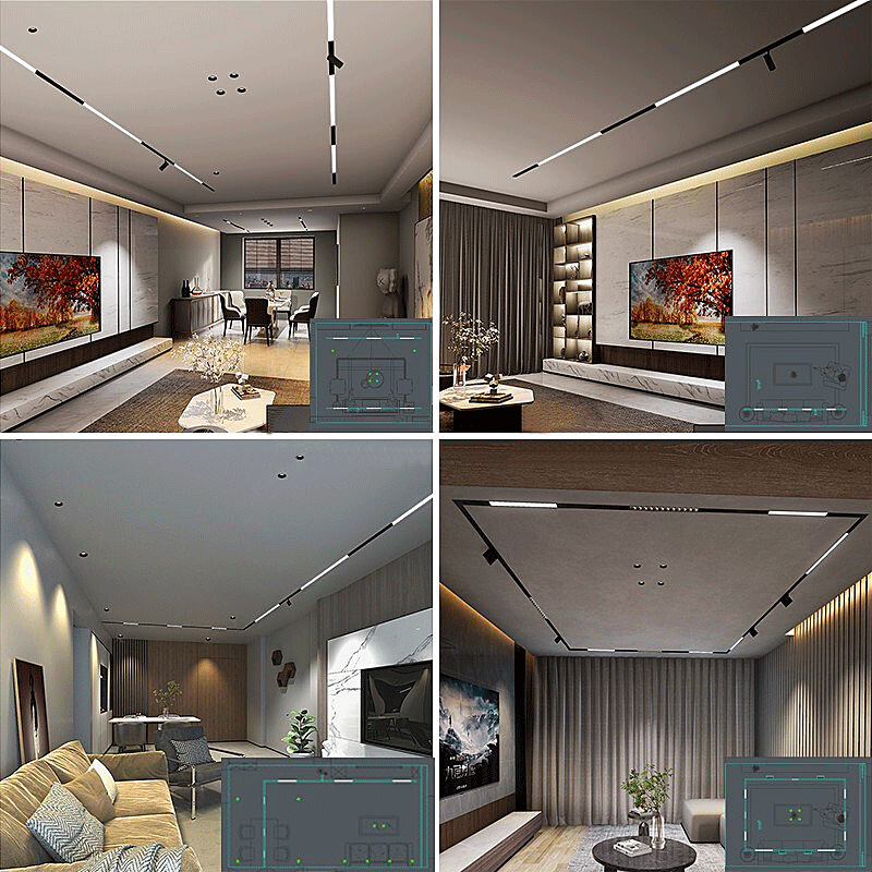 Whole-House Custom-Made Track Lighting Fixtures Without Main Lights, Voice-Controlled Led Lights, Magnetic Dimming Smart Spotlights