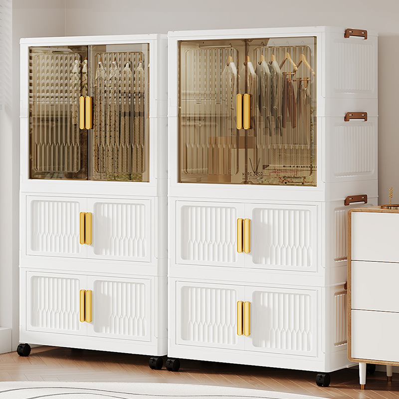 55 Installation-Free Thickeneded Clothes Hanging Foldableing Storage Cabinet Home Bedroom Layered Kidsren's Clothes Storage Cabinet
