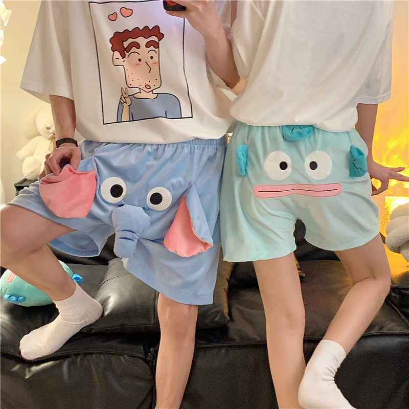 Three-Dimensional Cute Funny Elephant Shorts Summer Pants for Men and Women Loose Ugly Little Flying Elephant Couple Student Pajamas Pants