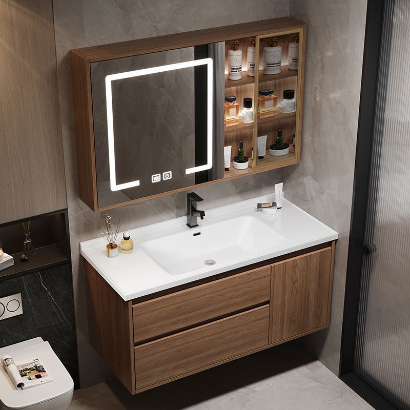Washbasin Chinese Style Combination Walnut Bathroom Cabinet Ceramic Integrated Full Set Bathroom Washbasin Washbasin