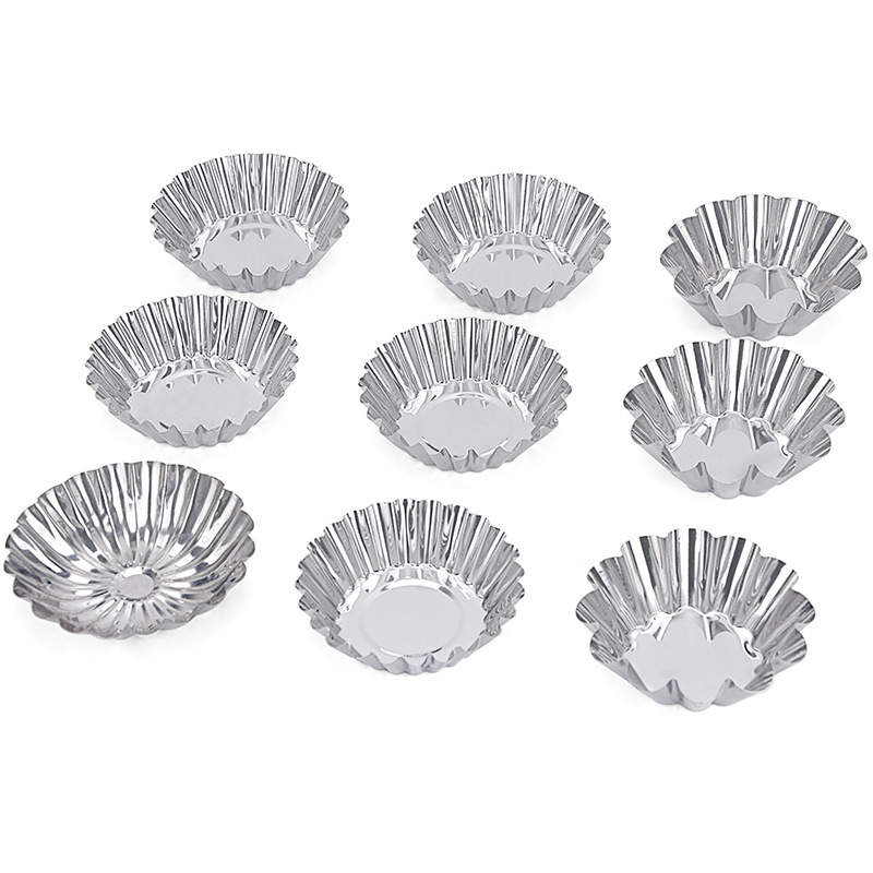430 Stainless Steel Egg Tart Mold Lace Egg Tart Egg Tart Mold Portuguese Tart Chrysanthemum Cup Egg Tart Cup Baking Tools