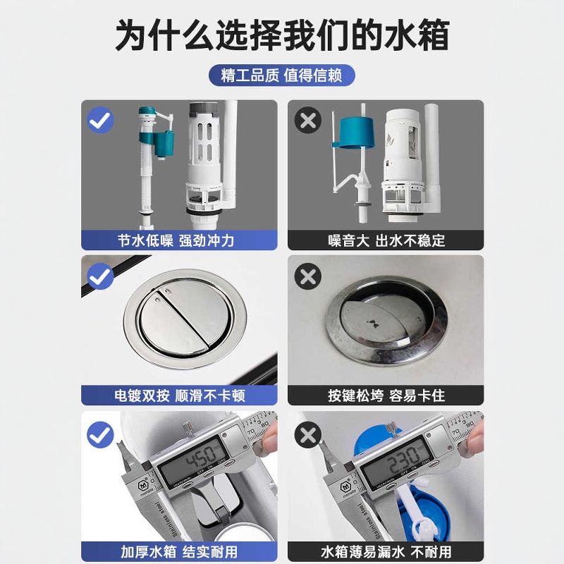 Toilet Tank Household Bathroom Flush Tank Push-Type Adjustable Thickened Toilet Tank Large Thrust Wholesale