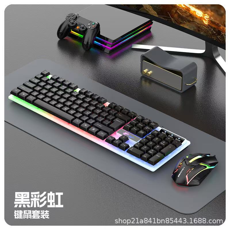 Cross mirror T350 wired suit keyboard in stock wholesale usb luminous keyboard mouse suit colorful rgb game eat