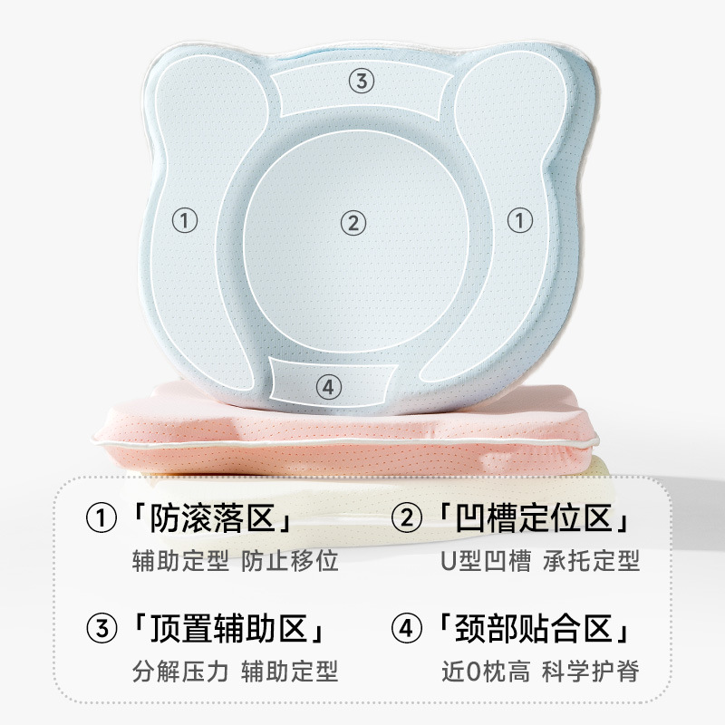 Baby Silicone Shaping Pillow to Correct Head Shape, Baby Anti-Eccentric Head Pillow, 0-6 Months, Universal Breathable Head Pillow for All Seasons