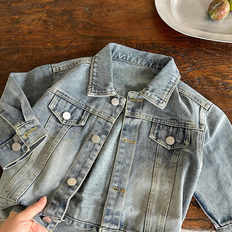 Children's Denim Jacket 2026 Spring and Autumn New Korean Style Boys' and Girls' Stylish Retro Cardigan Baby Top Trendy