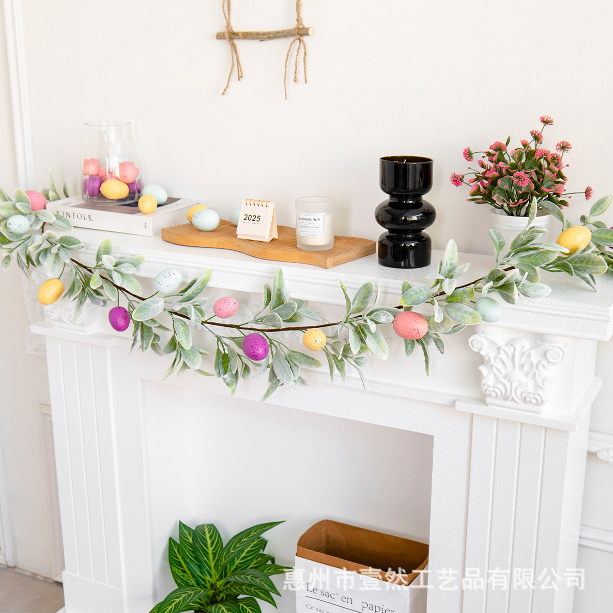 Популярные в продаже имитация уха кролика, лист яйца, ротанговые украшения для вечеринки, имитация растения, флокация, вьющиеся украшения