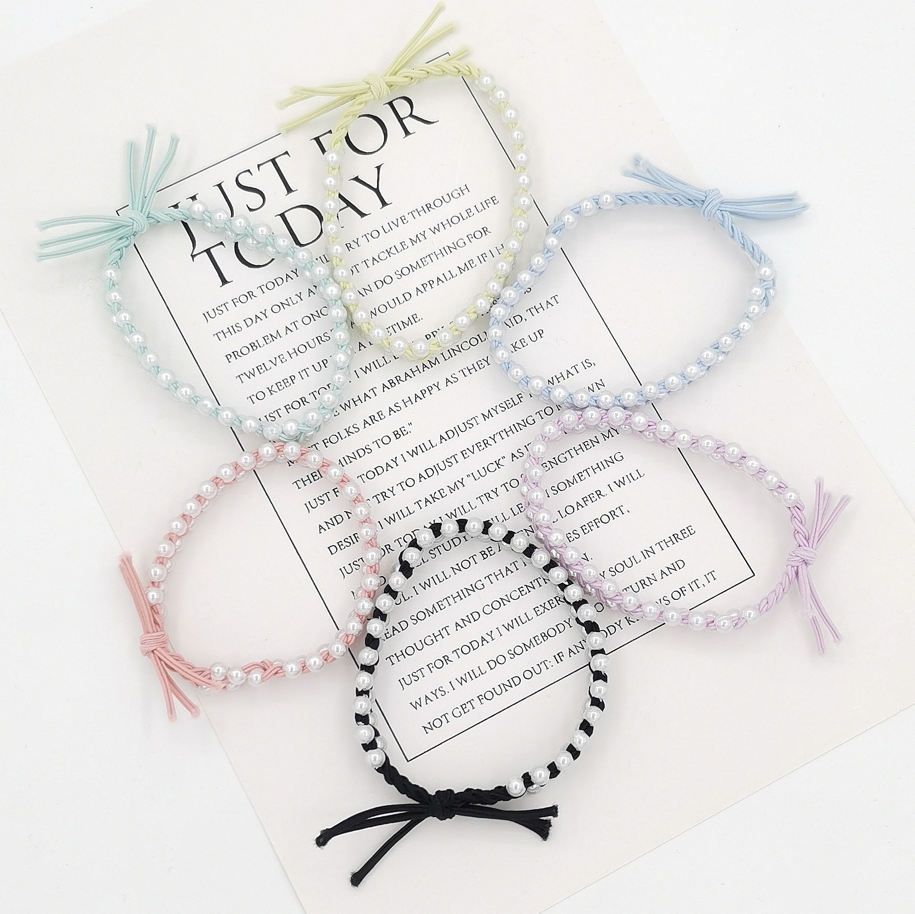 2021 summer New Pearl braided hair rope cute student hand braided bracelet adult ponytail hair ring hair accessories