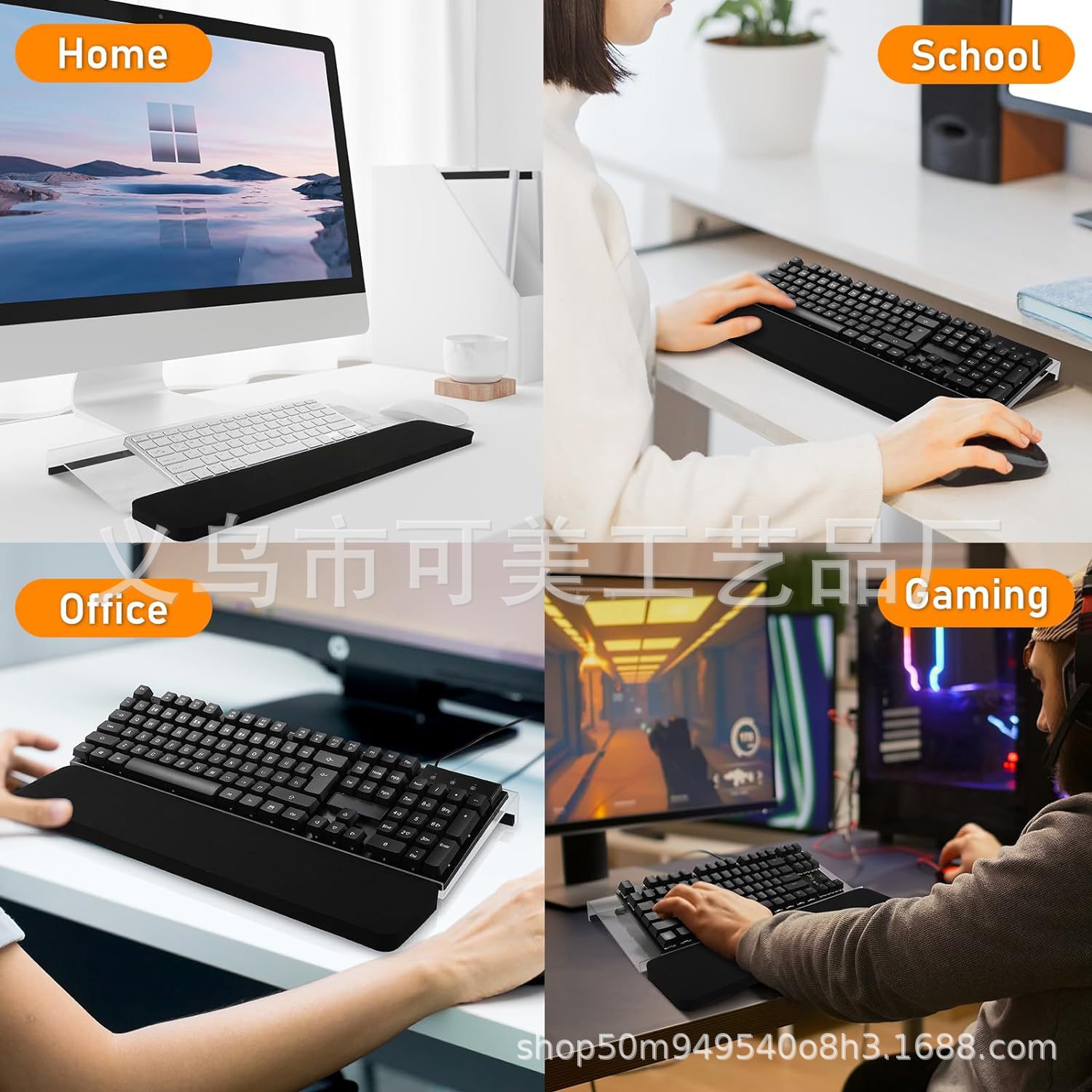 Computer keyboard stand with keyboard wristband, inclined acrylic keyboard stand suitable for desktop