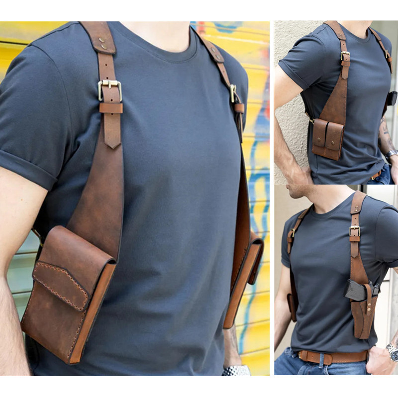 Кожаный кошелек для косплея на Хэллоуин 2025, средневековый стимпанк, сумка для мобильного телефона на ремне подмышки