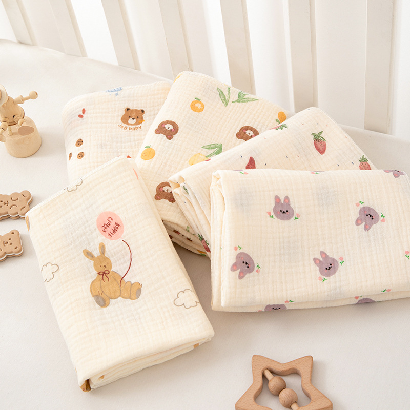 Newborn Bag Single Pure Cotton Double-Layer Wrinkle Swaddling Towel Summer Thin Sunshade Blanket Newborn Baby Soft Wrong Towel