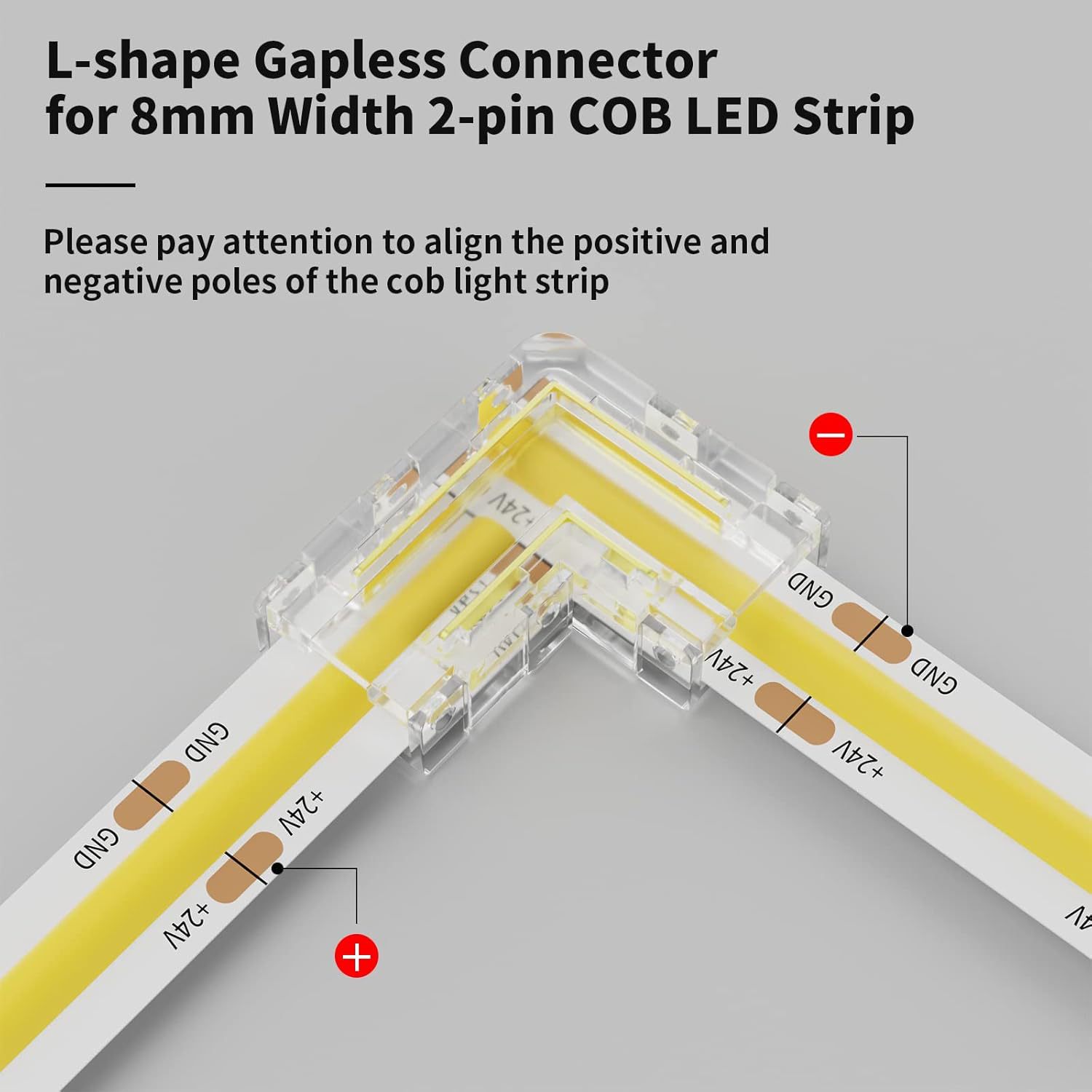 Suitable for 2-Pin Cob L-Type 10mm 8mm Connector Kit Led Strip-To-Strip Connector
