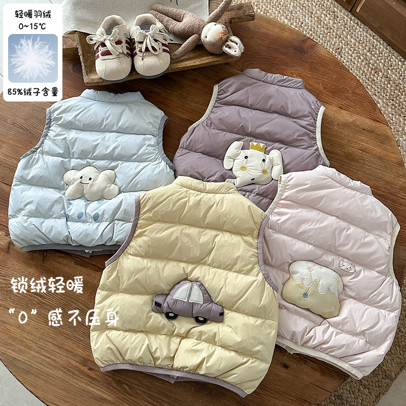 Детский пуховик на осень и зиму, теплый и легкий, 90% белого утиного пуха, безрукавный жакет, унисекс, категория A