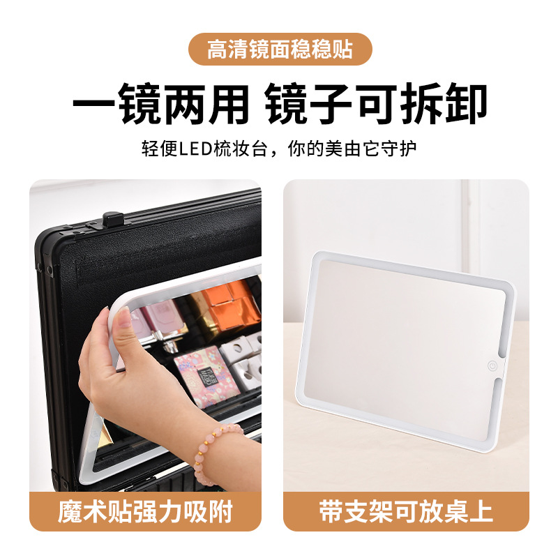 2025 New Model Makeup Case with Light and Mirror 10inch 15inch Portable Home Makeup Storage Box