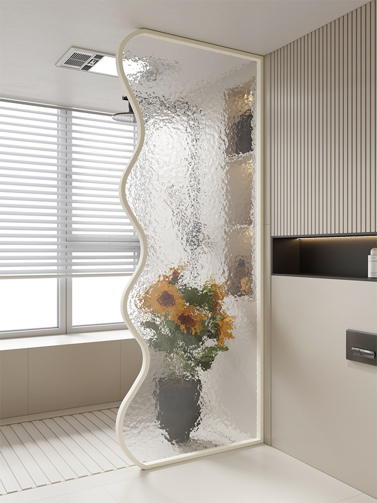 Легкая роскошная стеклянная перегородка для душа с волнообразным рисунком из закаленного стекла, простая, для разделения сухой и влажной зон