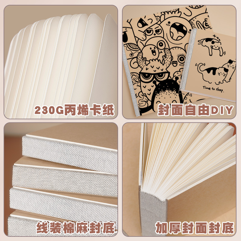 Mini Portable Sketchbook Sketchbook Small Square Book Travel Seal Acrylic Marker Painting Fishing Book