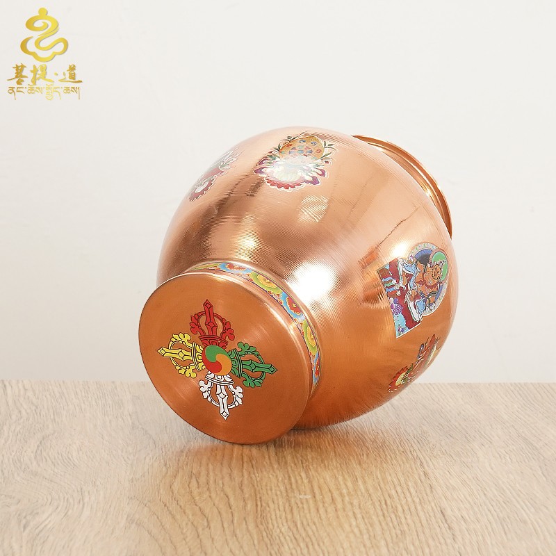 Red Copper Natural Color Printed Eight Auspicious Objects Feng Shui Wealth God Ethnic Style Home Altar Decoration Ornament