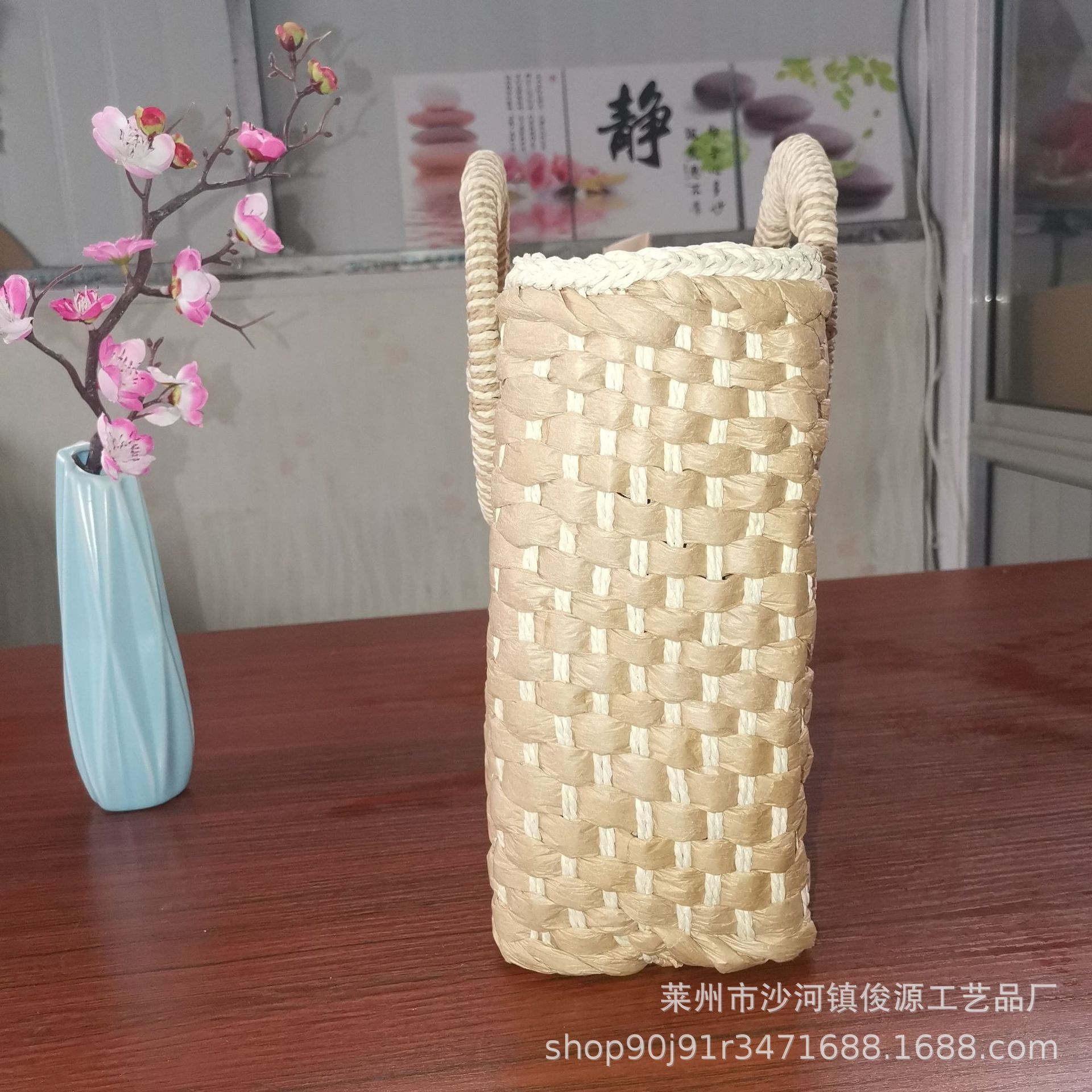 Corn Skin Paper Embryo Dig Straw Woven Bag Bamboo and Rattan Large Round Handle Casual Women's Bag
