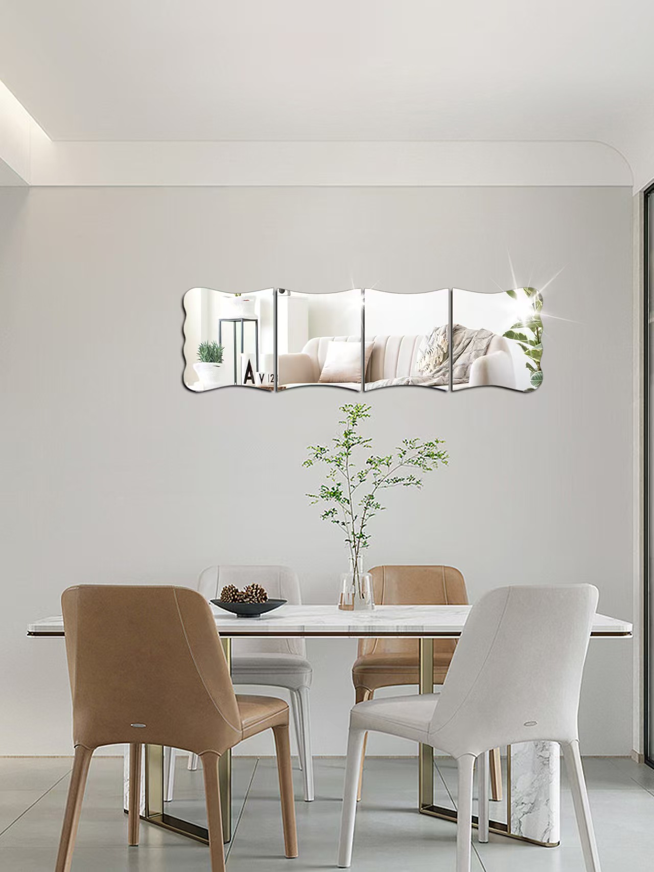 Acrylic Mirror Wall Stickers, Four Multi-Sided Mirrors, Morandi Bedroom Cross-Border Decoration, Three-Dimensional Soft Mirrors