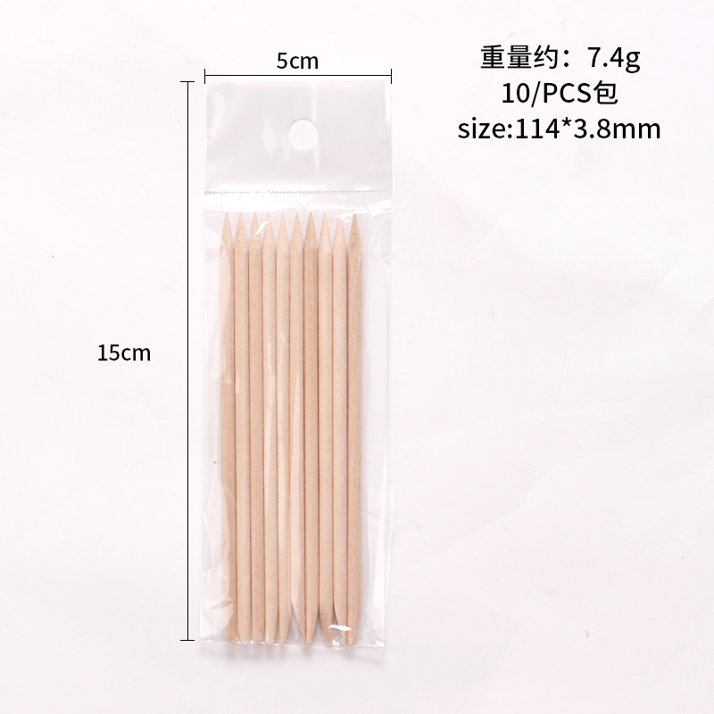 Nail drill orange stick length Series Multi-functional 100 a pack of double-headed beauty wooden label beech wood can be customized