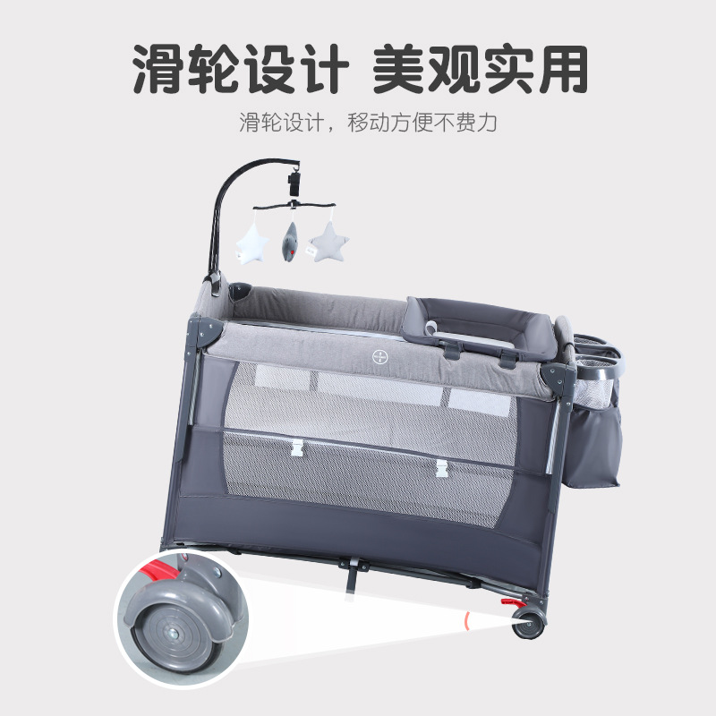 Lifting and Folding Crib Can Be Spliced with Large Bed, Multifunctional Bedside Bed, Newborn Baby Game Bedside Bed Wholesale