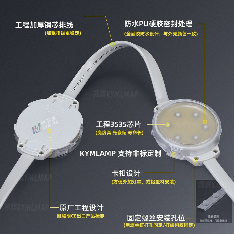 6cm Point Light Source Dmx512 Rgb Running Light Full-Color Villa Courtyard Multicolor Bulb Light Resin-Filled Light String Customization