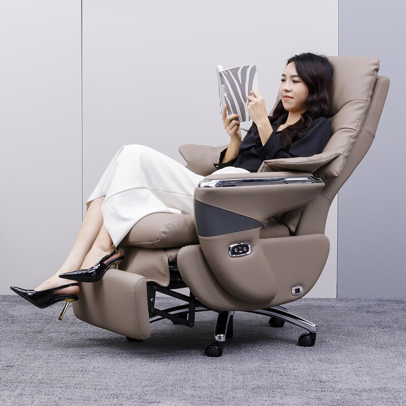 Light Luxury Massage Reclining Cowhide Boss Chair Electric Large Class Cowhide Business Sedentary Not Tired Electric President Chair