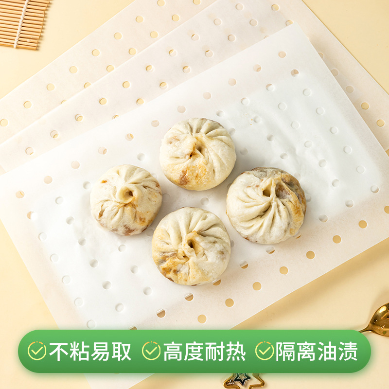 Rectangular Steamer Paper Food Grade Disposable Steamed Buns Steamer Cushion Paper Non-stick High Temperature Resistant Double-sided Silicone Oil Paper