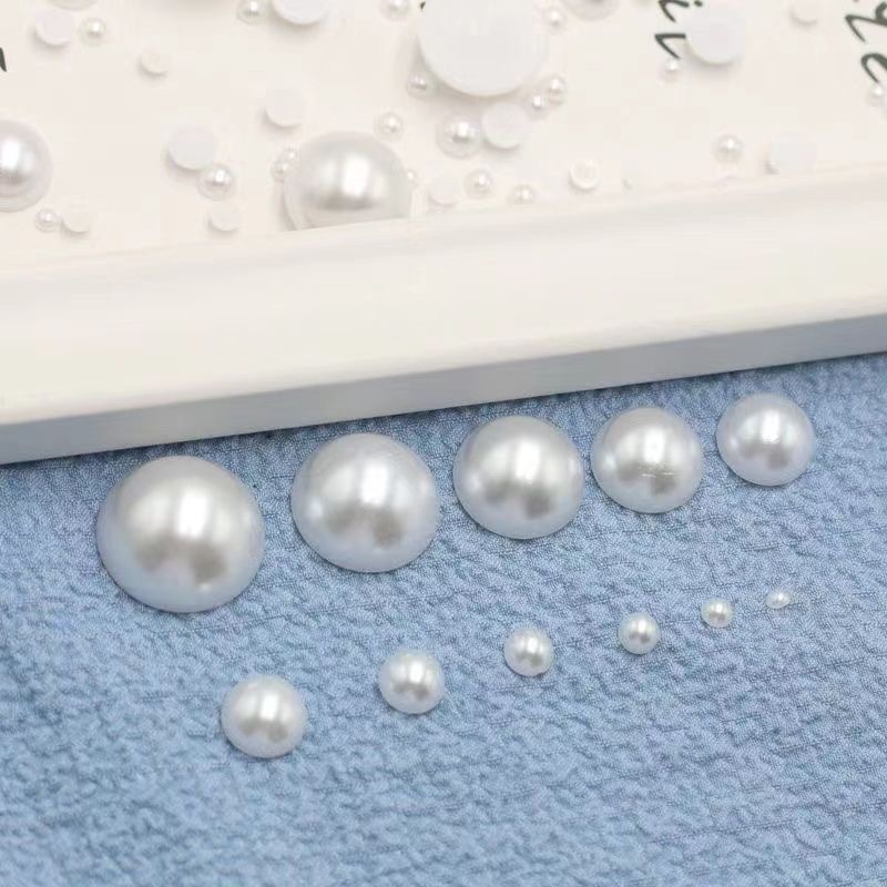 Semi-Circular Pearl Off-White Pure White Japanese Style Manicure Jewelry Decorative Small Accessories Flats Bottom Patch Size Mixed Without Color