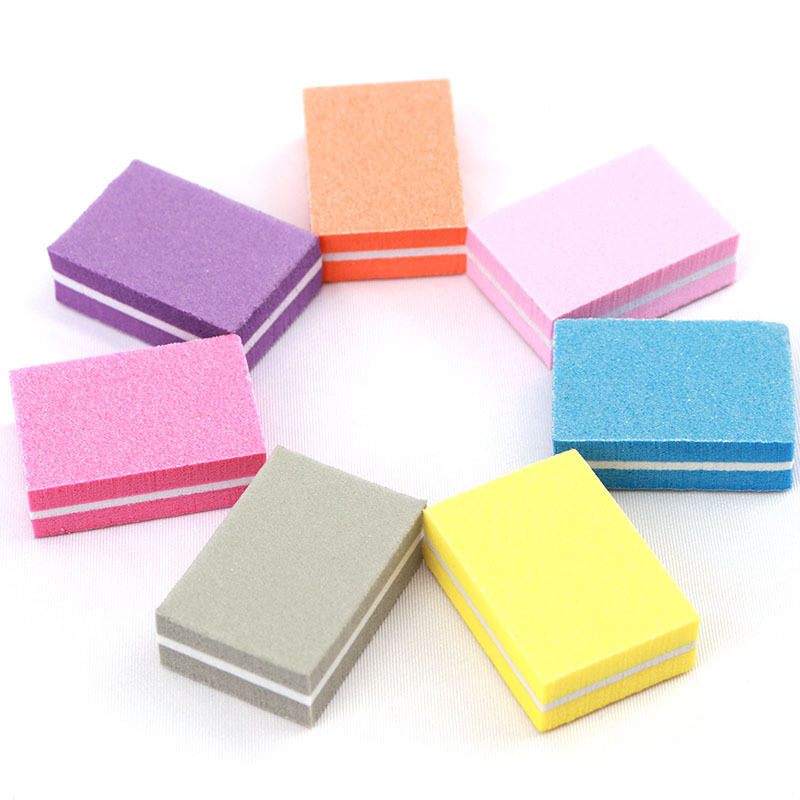 Color small square double-sided mini nail file nail sponge high elastic tofu block color square sponge repair file