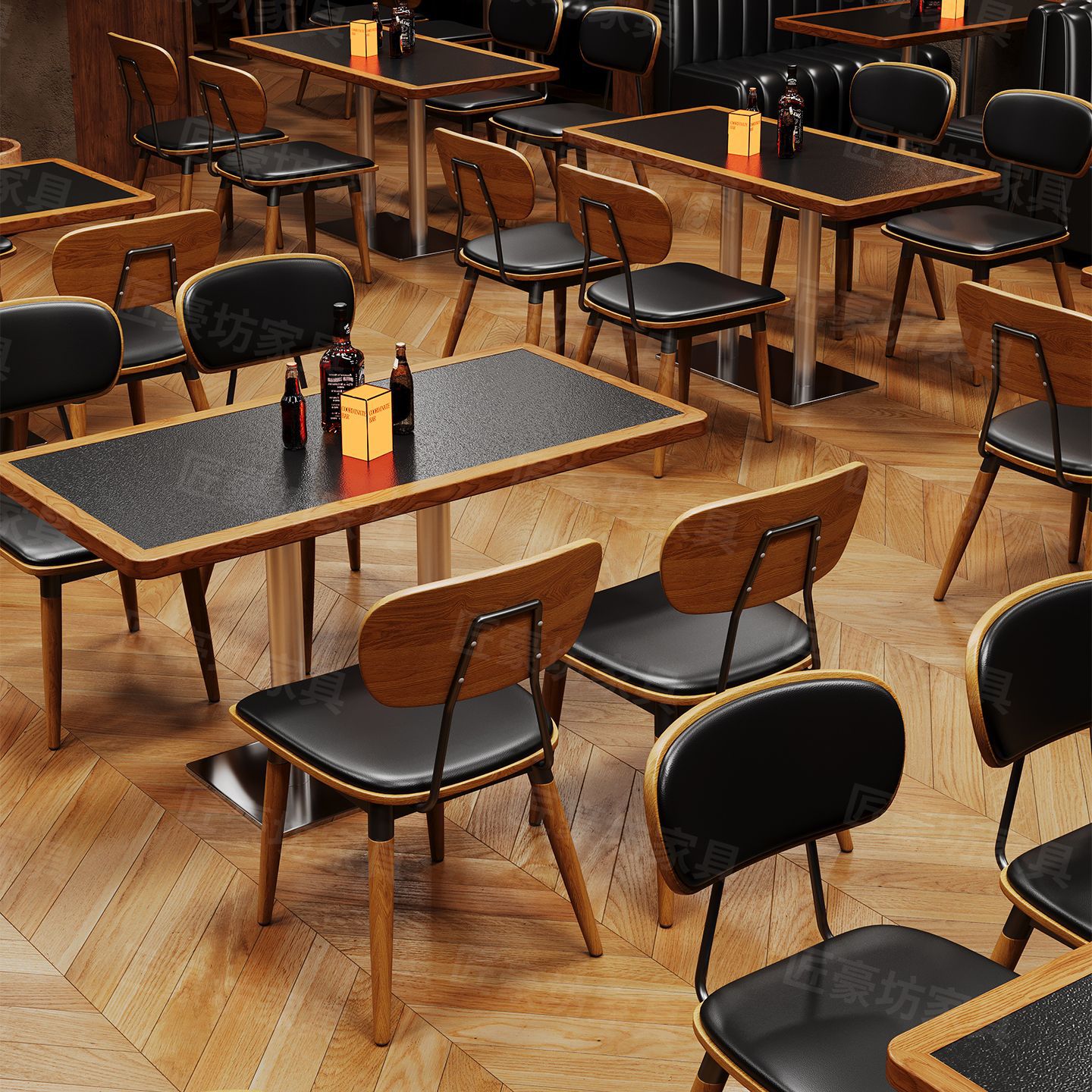 American Retro Tavern Tables and Chairs Western Restaurant Dining Table and Chair Combination Music Dining Bar Bar Cafe Shop Table and Chairs