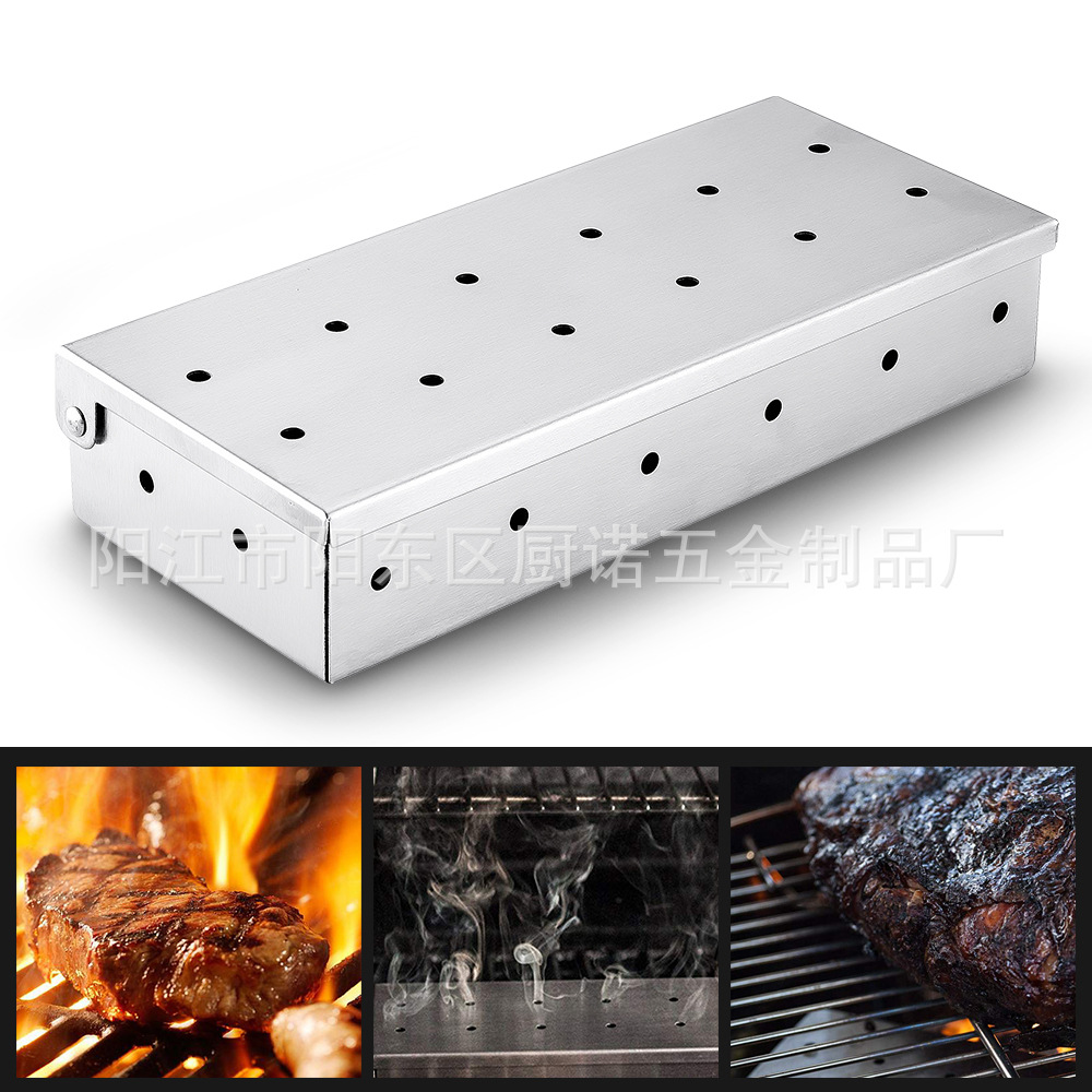 Bbq Tools Stainless Steel Smoker Box Fruit Wood Box Smoked Meat Box Bbq Matching Smoke Box Smoker Box