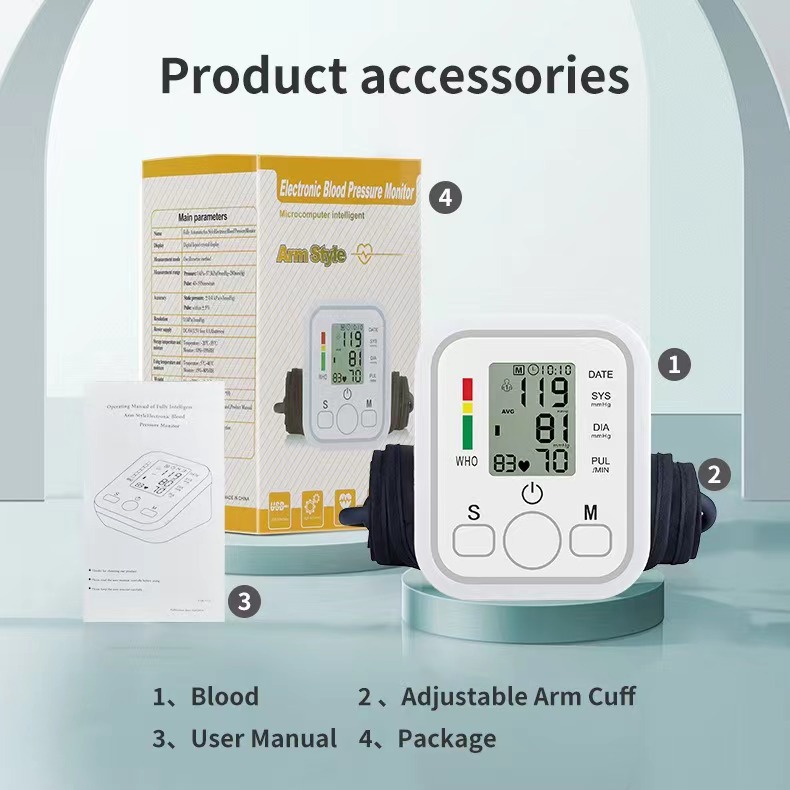 Cross-Border Hot Selling Blood Pressure Monitor Wrist Automatic Home Smart Blood Pressure Measuring Instrument Arm Voice Broadcast Blood Pressure Monitor