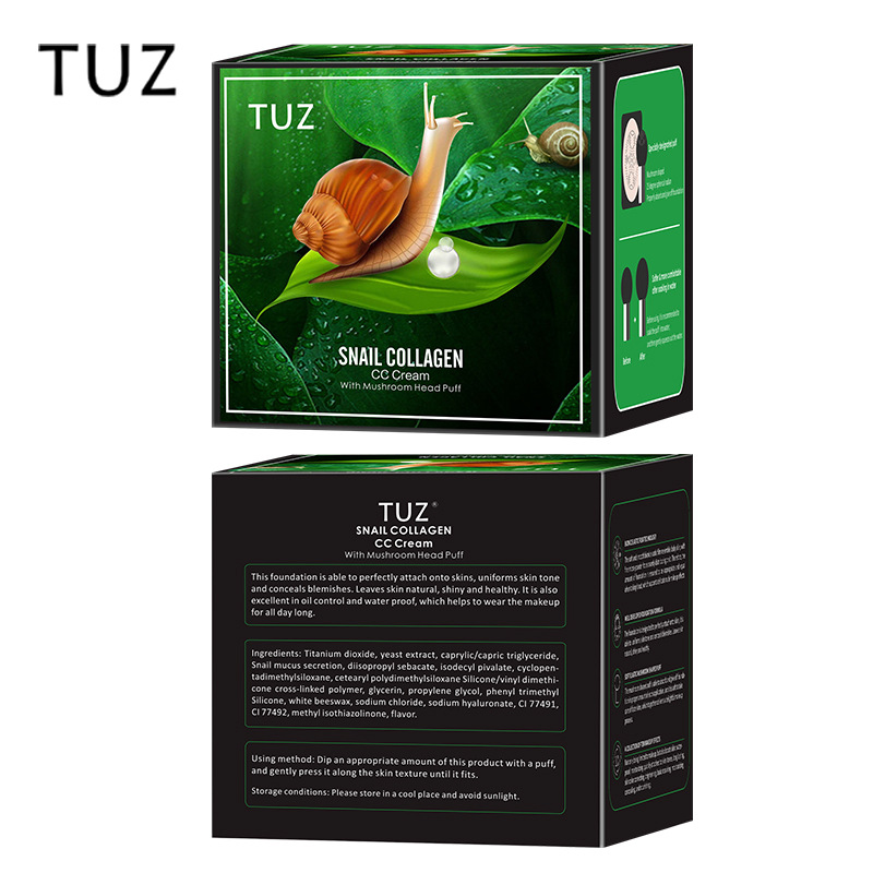 Tuz0214 Snail Collagen Cc Cream Mushroom Head Snail Air Cushion Bb Cream Foundation Concealer Export English