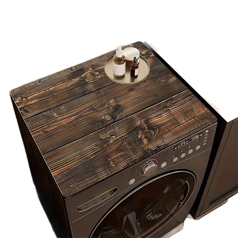 Wood Grain Diatom Mud Drum Washing Machine Sun Protection Cover Modern Simple Water-Absorbent Quick-Drying Dust-Proof Mat Refrigerator Dust-Proof Cover Cloth
