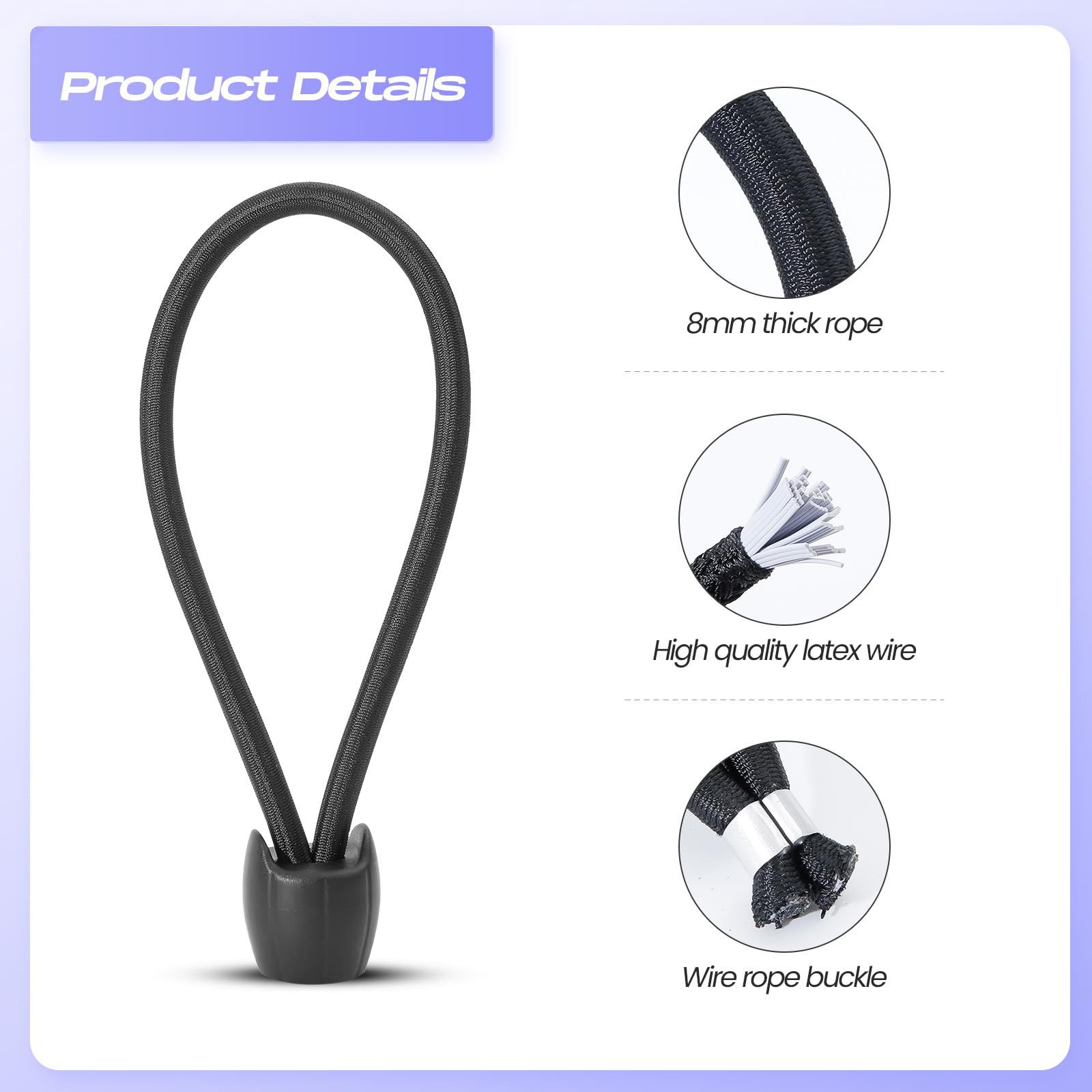 Trampoline Special Elastic Rope with Ball Elastic Round Rope Camping Tent Elastic Storage Rope Trampoline Fixed Ball Rope