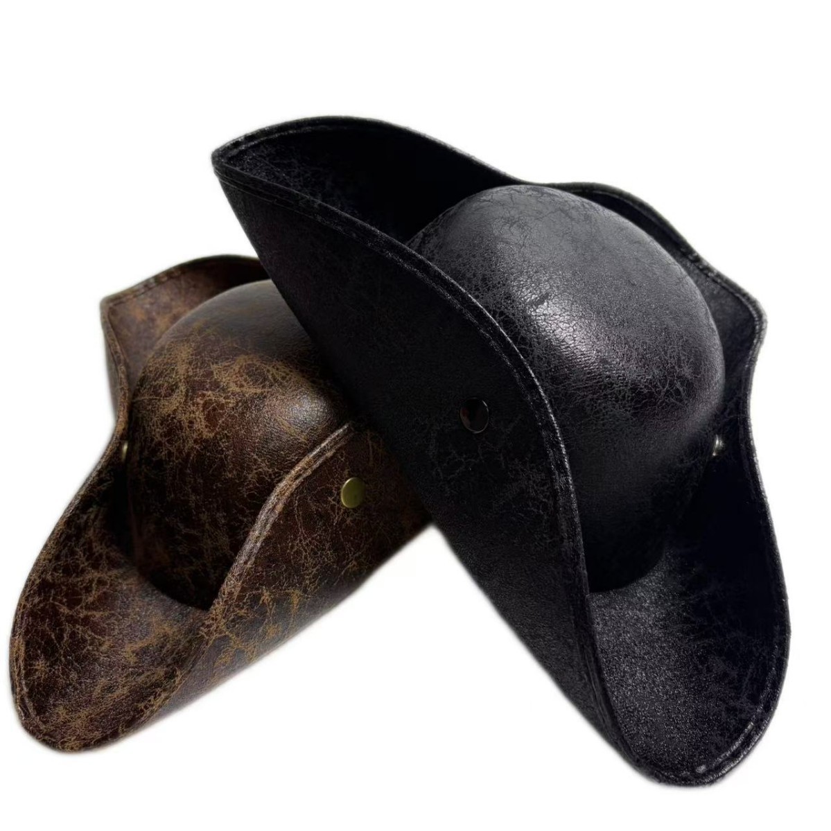 Хэллоуин искусственная кожаная пиратская шляпа косплей маскарад реквизит наряд карибская пиратская шляпа треугольная шляпа