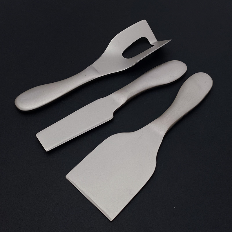Stainless Steel Cheese Knife Cheese Knife TI Titanium Purified Butter Cutter Cheese Corner Knife Butter Knife Bread Fruit Knife and Fork