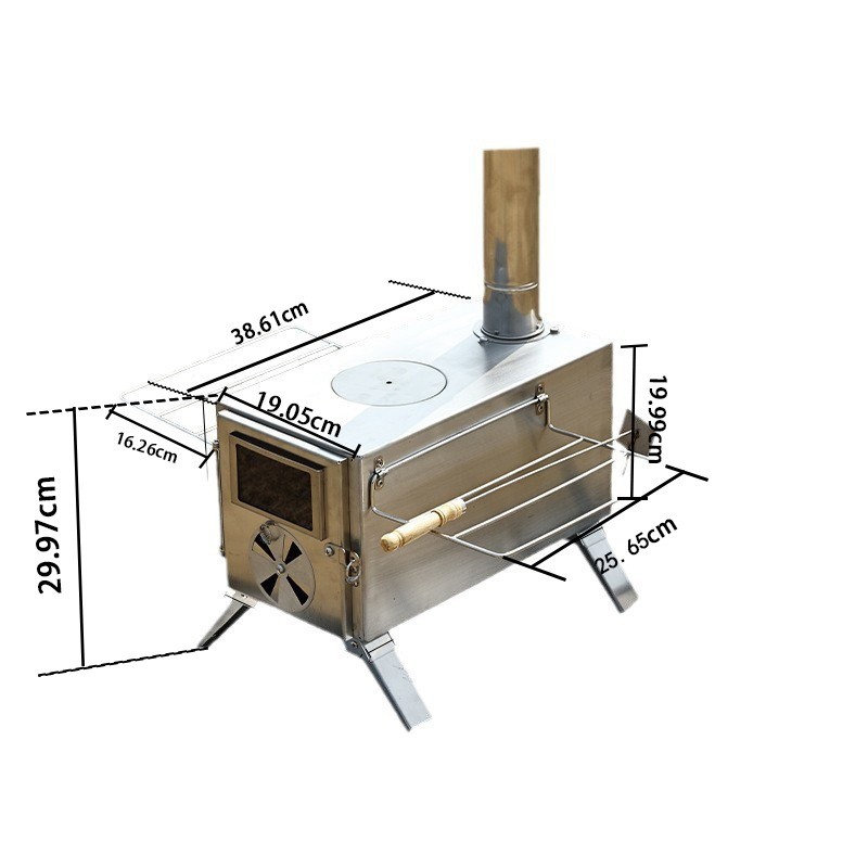 [Unburnable] Camping Heating Stove, Outdoor Smokeless Wood Stove, Portable Tent Stove for Heating and Viewing Fire