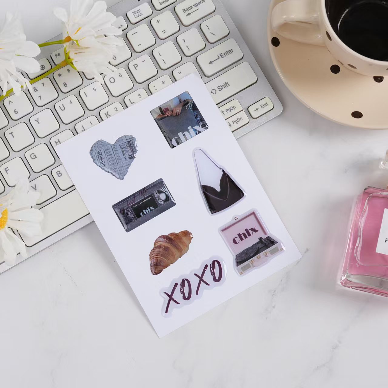 Cartoon Crystal Drip Plastic Self-Adhesive Label 3m Adhesive Drip Sticker Logo Trademark Ins Sticker Waterproof and Durable