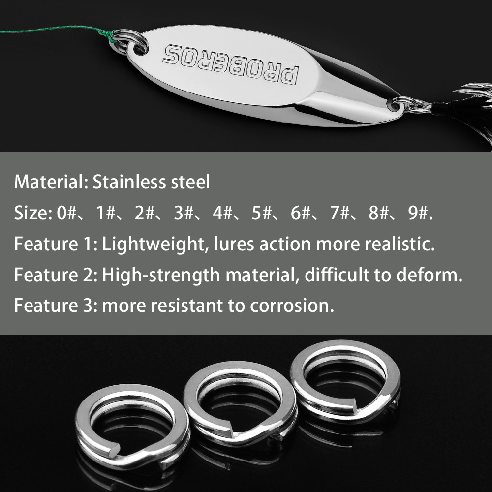 Stainless steel double-ring Luya bait pressure flat ring bait hook connector reinforced flat O-ring fishing gear accessories