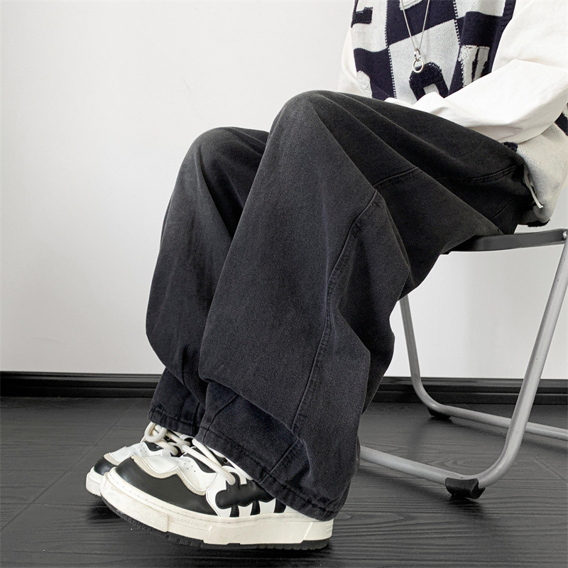 Wide-Leg Jeans for Men and Women, Spring & Fall Korean Style Versatile Casual Long Pants, Winter American Loose Large Size Trendy Pants