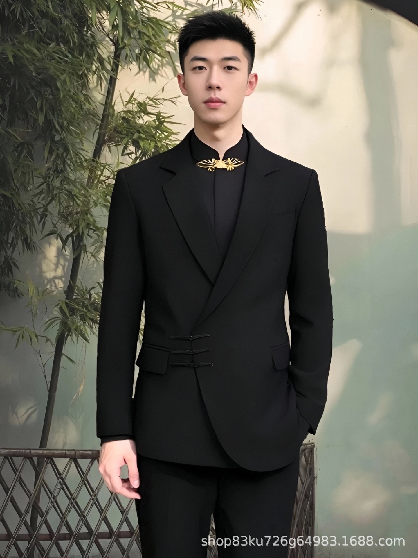 2025 New Chinese Style Button Suit Men's Suit Engagement Groom Wedding Dress Suit Chinese Style Tang Suit Cheongsam