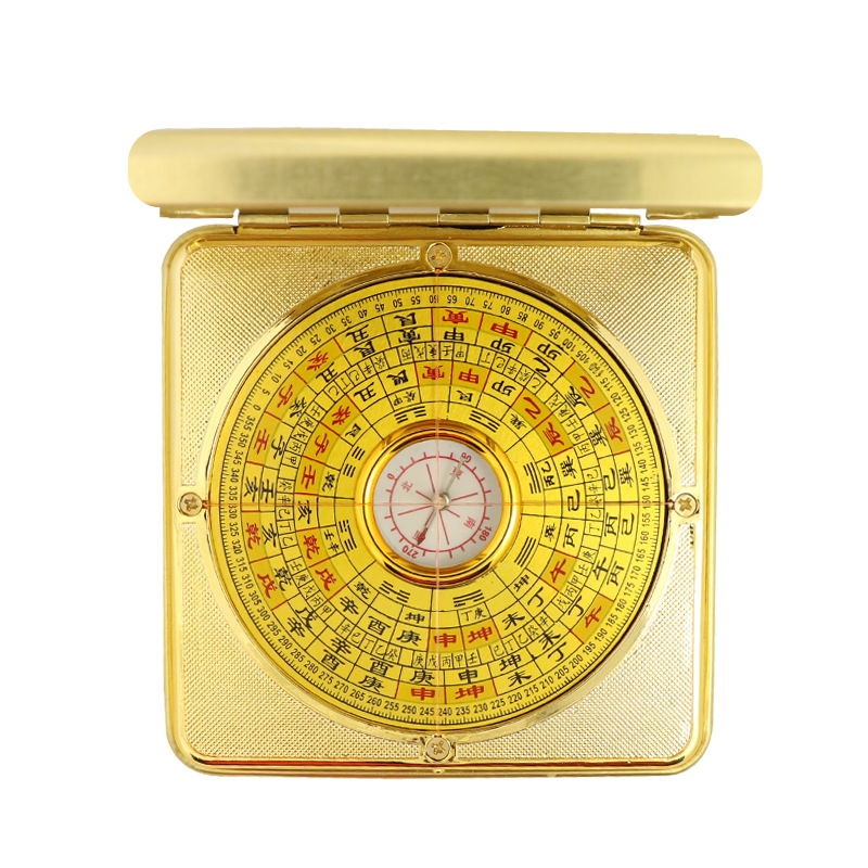 Beginner Square Flip Alloy Home Furnishings Easy to Carry Compass Comprehensive Plate Golden Compass in Stock