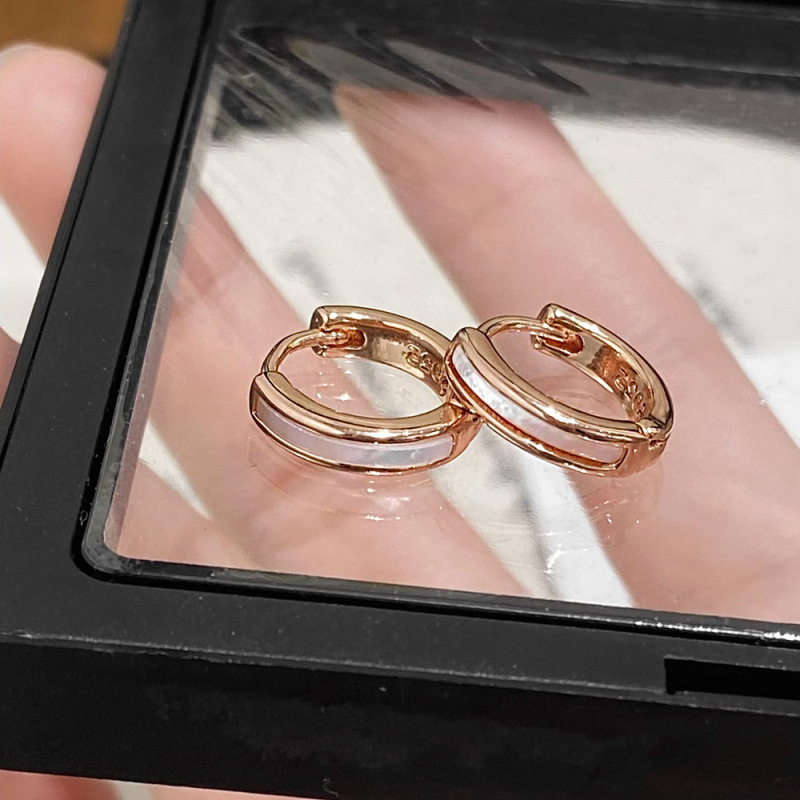Fashion Versatile Simple Light Luxury High-End Rose Gold Shell Earrings Collection Niche Personality Design Earrings