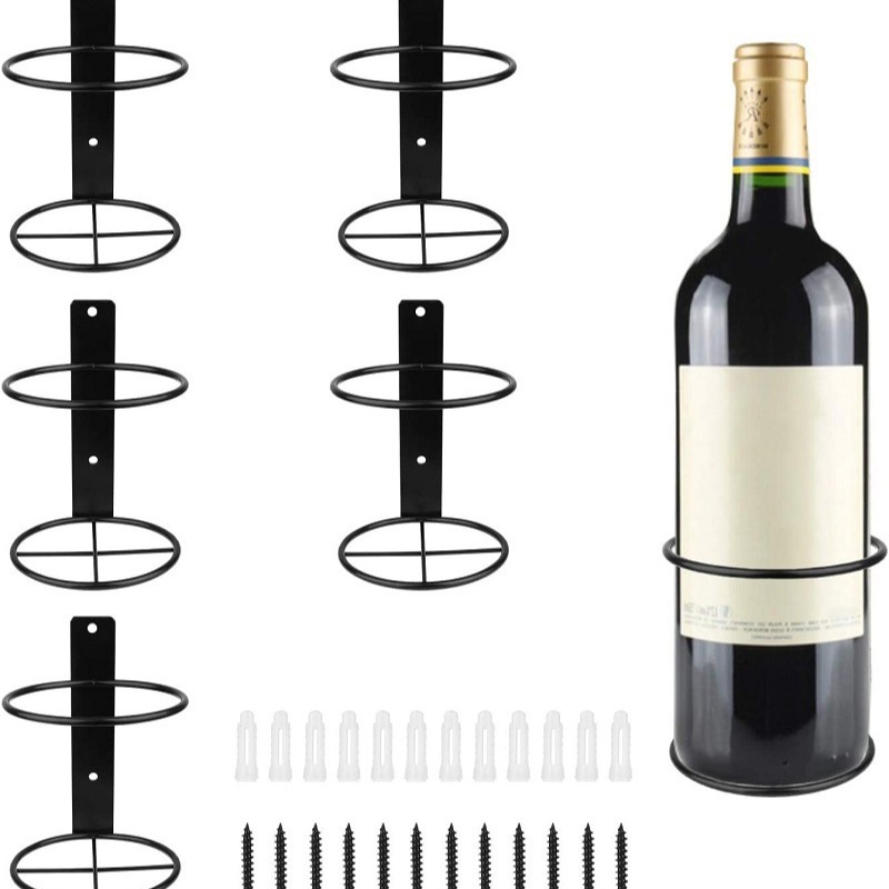Amazon single bottle wall-mounted wine rack red wine bottle display rack metal hanging wall-mounted wine rack source manufacturer