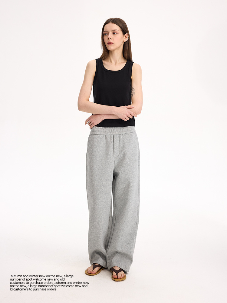 UNF Comfortable Lazy Air Layer Loose Dinging Knitted Straight Scimitar Pants Men's and Women's Casual Pants Spring and Summer New