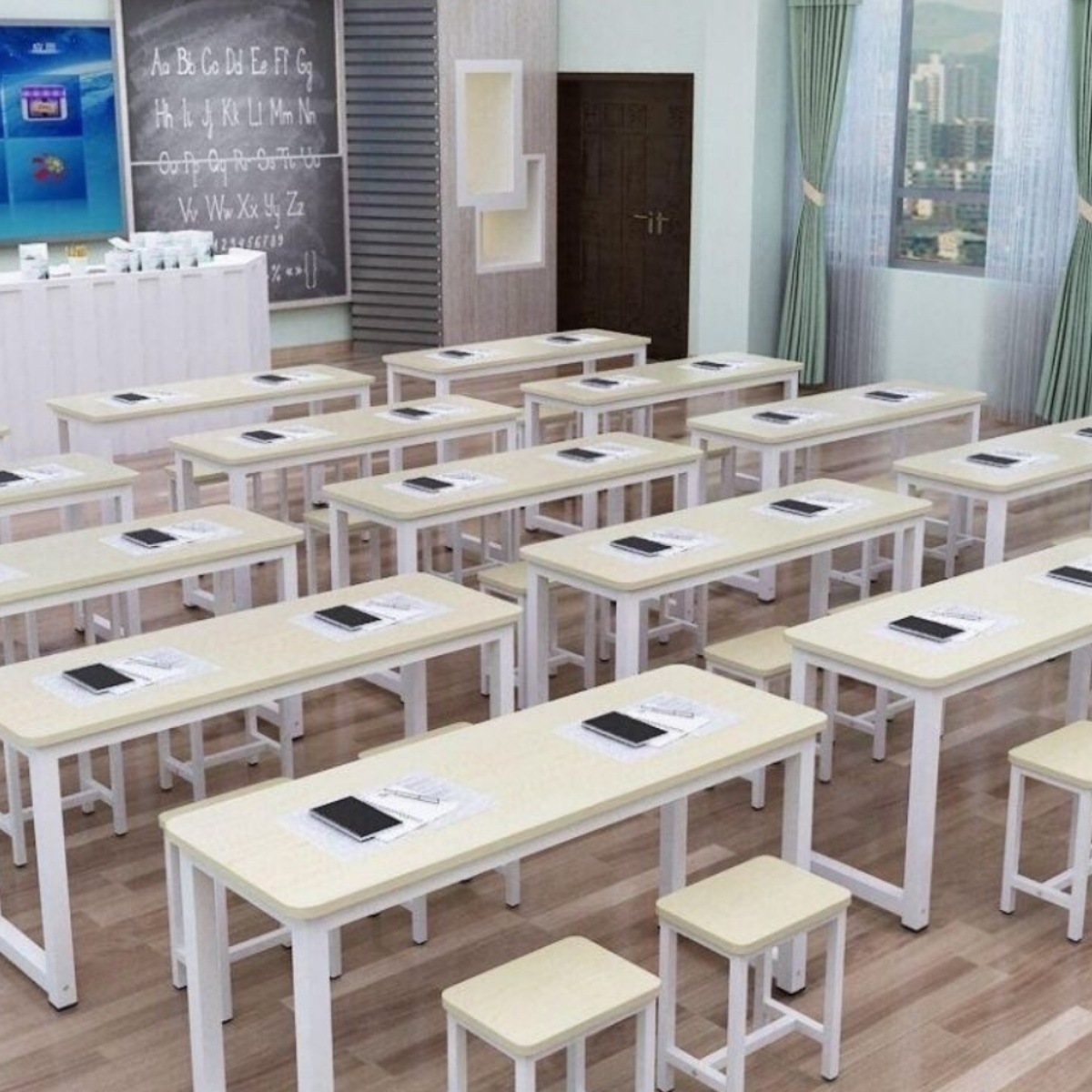 Training Table Manufacturer Direct Sales Long Table Single and Double Desks and Chairs for Primary and Secondary School Students Cram School Tutoring Training Class Desks
