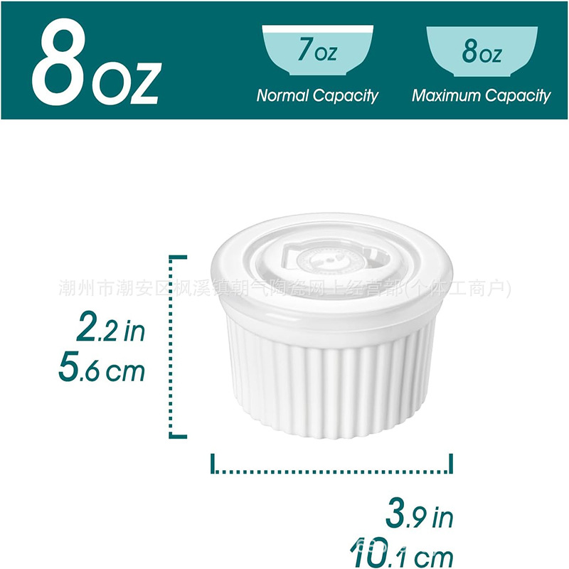 6 Pack Ceramic Baking Bowl High Temperature Oven Microwave Baking Bowl with Lid Dust-proof Time-keeping Ice-cream Bowl Porcelain Tableware