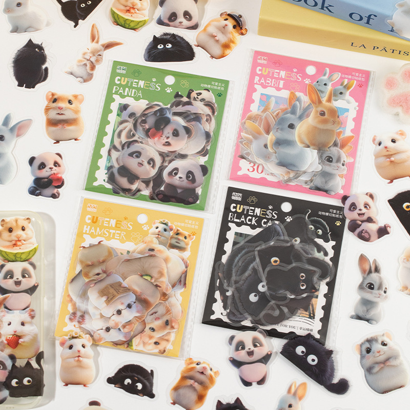 Yuxian Die-Cut Pet Animal Theme Sticker Pack Cuteism Series Cute Handbook DIY Decorative Sticker Pack